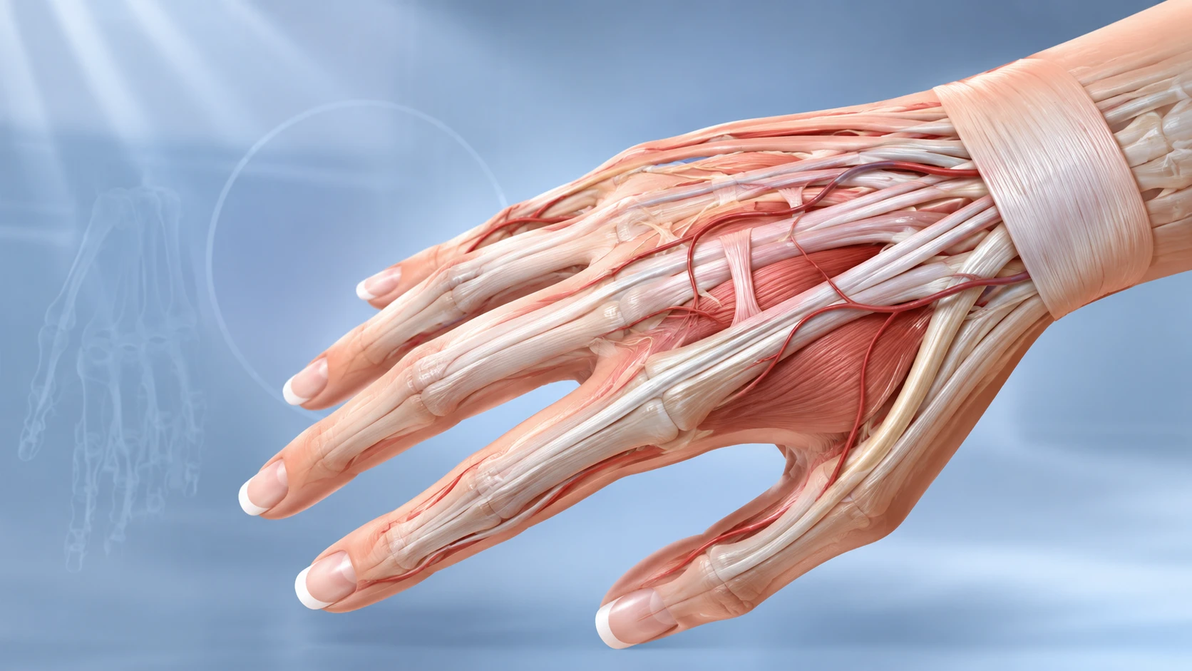 Transparent Hand Anatomy Tendons and Vessels result